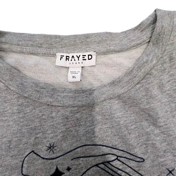 Frayed Jeans l XL Cleo Celestial Sun Moon Drop Shoulder Dolman Pocket Sweatshirt - Picture 5 of 11